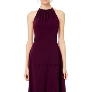 Bill Levkoff Halter Burgundy Bridesmaids Dress